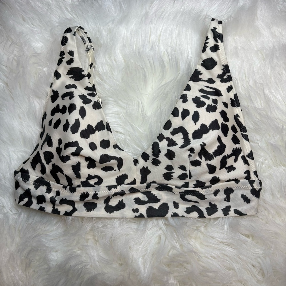 NWOT Black and White Leopard Print Triangle Swim Top